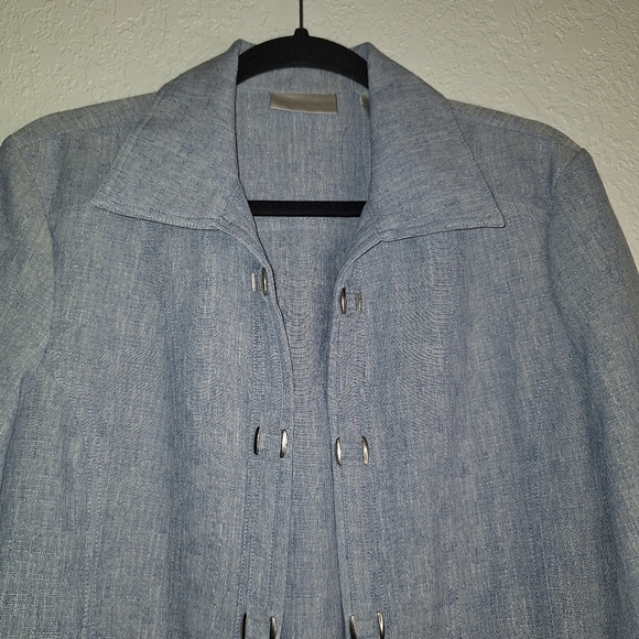 VTG Drapers & Damons Open Front Blue Lightweight Jacket Pockets M 3/4 Sleeve - Picture 3 of 10